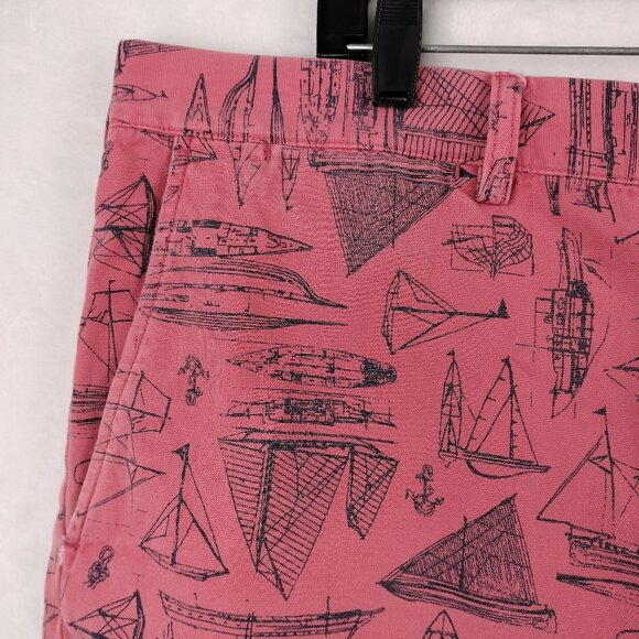Polo Ralph Lauren Shorts Mens Size 42 Pink Sailboat Nautical AOP Print Chino - Picture 7 of 16